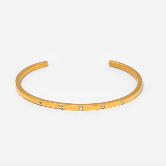 18K Gold Plated Opening Cubic Zirconia Bangle - Picture 3 of 13